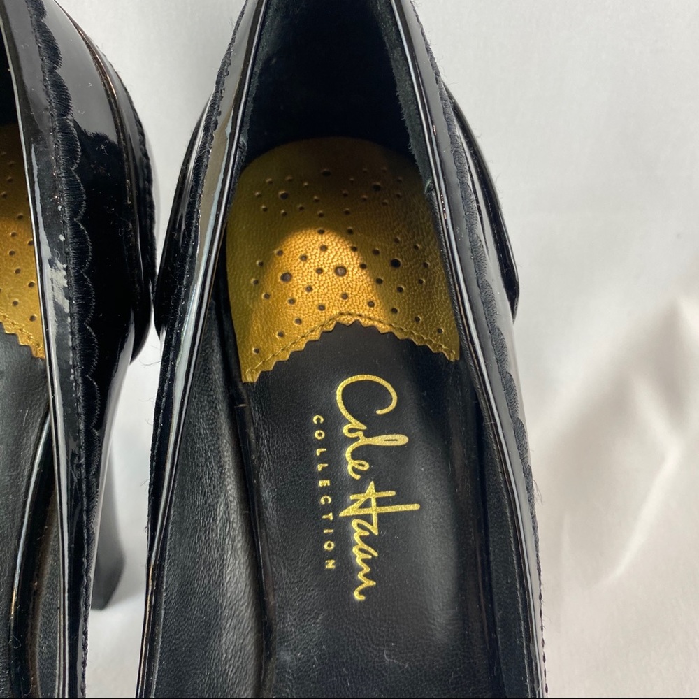 Cole Haan Patent Leather Platform Shoes With Bow - Picture 3 of 14